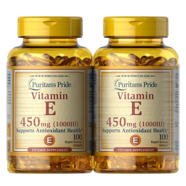 Puritans Pride Vitamin E Supports Immune Function, 450 mg,100 count (Pack of 2)