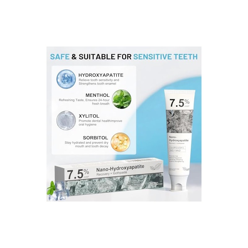 7.5% Hydroxyapatite Toothpaste, 7.5% Hydroxyapatite Toothpaste for Advanced Enamel Protection,