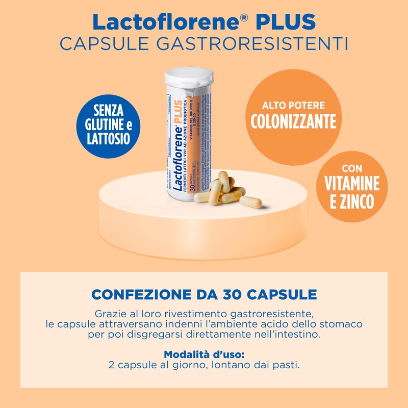 Lactoflorene Plus, Integratore Fermenti Lattici Vivi per l'Equilibrio Intestinale, con
