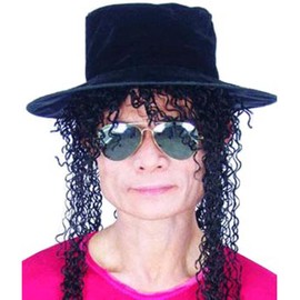Adult 80's Pop Star Costume Wig And Hat Set