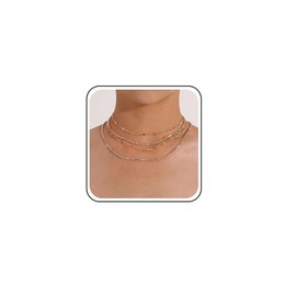 TseenYi Gold Layering Necklace Boho Crystal Rhinestone Necklace Multilayer Chain Choker Necklace Shiny CZ Necklace Chain Jewellery for Women and Girls Gifts
