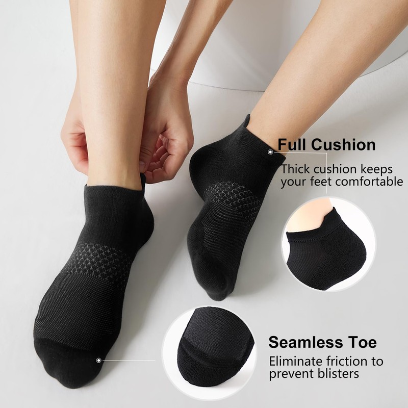CS CELERSPORT 5 Pairs Women's Ankle Running Socks Cushioned Athletic