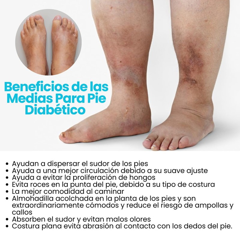 Medias Pie Diabetico Sin Costuras Elasticas Mejora Circulacion Alivia Dolores