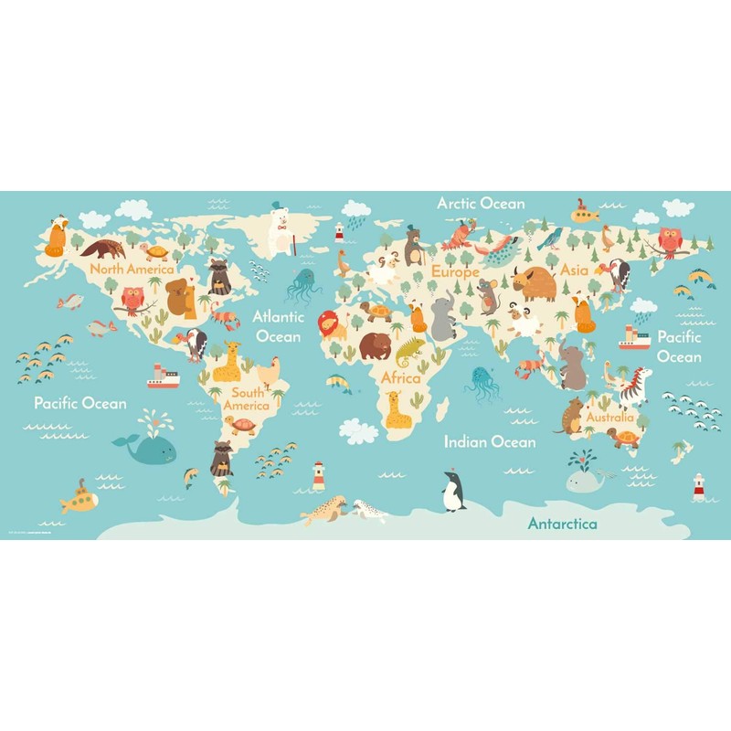 Children's Desk Mat - "World Map" - Made of Premium