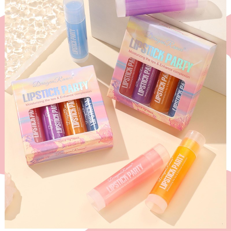 4 Pcs/Set High Shine Glossy Lipstick Set, Hydrating Glass Shine