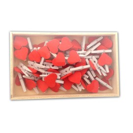 LWR Craft Wooden Mini White Red Heart with Clothespins 48pcs