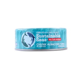 Sustainable Seas, Chunk Albacore Tuna in Water, No Salt Added, 5 Ounce, 3rd party mercury tested, 100% sustainably caught (Pack of 12)