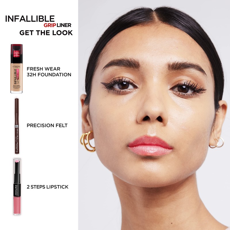 L'Oréal Paris Infaillible 27h Grip Precision Felt Liner, Brown, Eyeliner