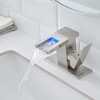 YLIEHS LED Light Bathroom Sink Faucet with Waterfall Glass Spout,