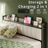 LIKIMIO California King Bed Frame, Storage Headboard with Charging Station,