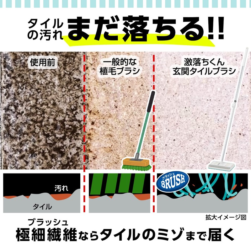 LEC Gekochi-kun Entrance Tile Brush (Extendable Type), Spare