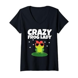 Womens Cute Frog Design For Women Girls Teens Frog Amphibian Lover V-Neck T-Shirt