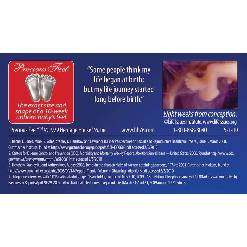 Precious Feet, Silver-Colored, Vote Pro Life Card Jewelry, Lapel Pin