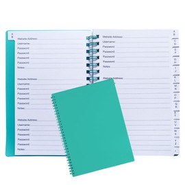 Discreet Password Book with Alphabetical A-Z Tabs - Password Notebook for Internet Website Address Login, Password Keeper and Organizer, No Title on The Cover, 6" x 4", Green