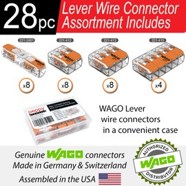 WAGO 221 Lever Nuts 28pc Compact Splicing Wire Connector Assortment with Case | Includes 221-2401, 221-412, 221-413, 221-415