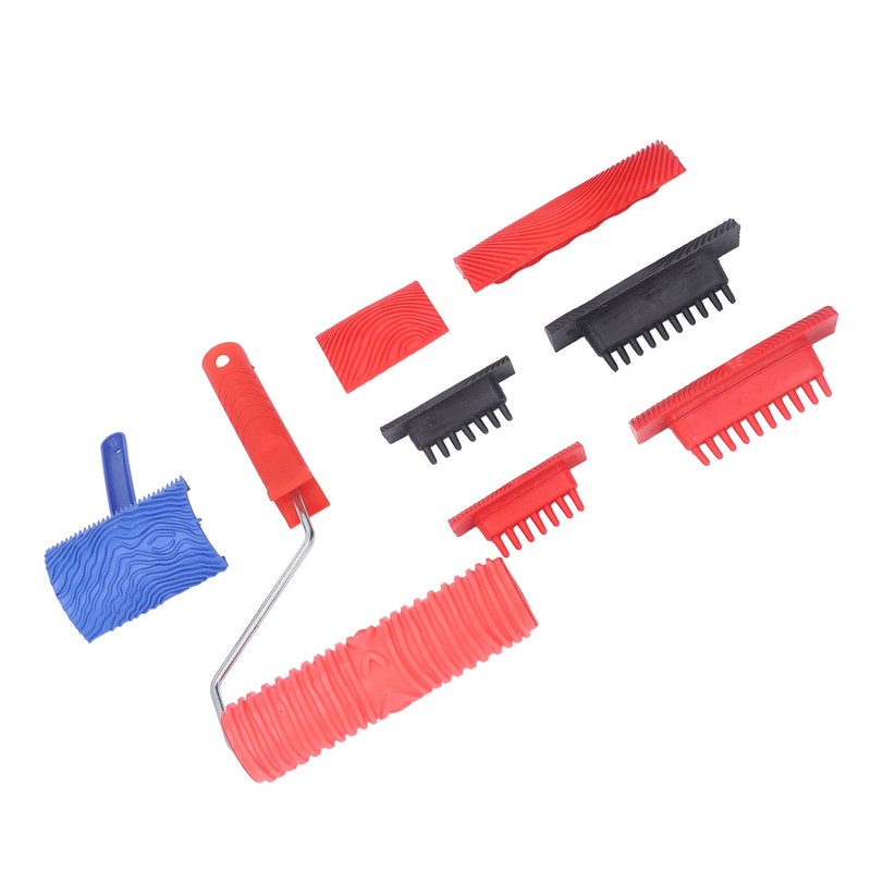 Wood Graining Roller with Handle Rubber Wood Pattern Texture Painting