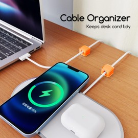 smofish Magnetic Cord Organizer Holder, 6 Pack Desk Cable Clips Management, Hide Phone Charging Cable Keeper, Strong Adhesive Wire Charger Holder for Nightstand, Kitchen Appliances, Office Supplies