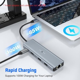 BIGBIG WON USB C Hub, 10 in 1 USB Port Compatible with Desktop Computer, MacBook Pro/Air, iMac, Surface Pro, PS 4 and Other Laptops, USB 3.0 Ultra Slim USB Splitter