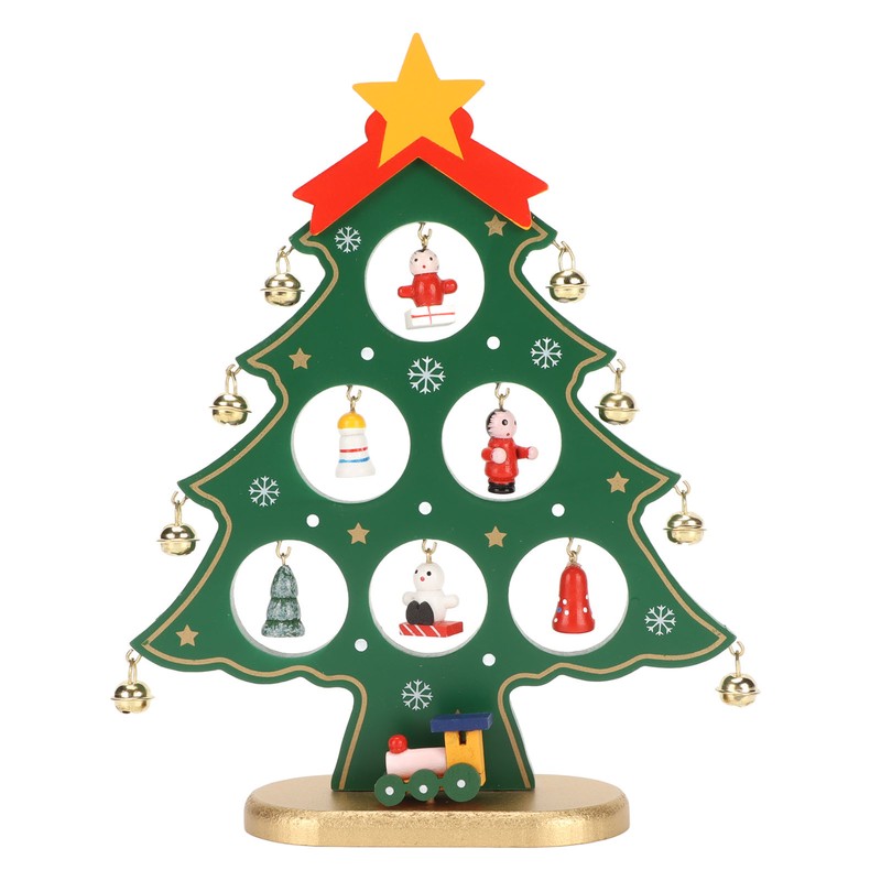 Wooden Christmas Tree Desktop Ornament Shatterproof Safe Eco Friendly Wooden