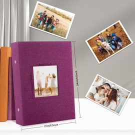 Artmag Fabric Photo Album 4x6 300 Large Capacity for Family Wedding Anniversary Linen Album Holds 300 Horizontal Photos (300 Pockets, Purple)