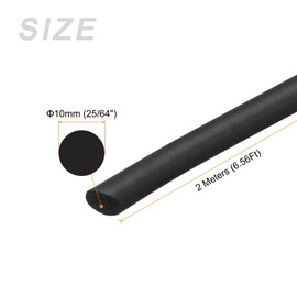 METALLIXITY Foam Rubber Weather Seal Strips (10 mm Diameter x 2 m Length) 1 Piece EPDM Rubber Round Seal Strips - for Home Repair Door Black