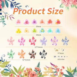 3D Ice Translucent Flower Nail Charms, Mixed Color Variety 3D Hawaii Flowers Hibiscus Floral Gems Spring Summer Flowers for Acrylic Nails Art DIY Supplies