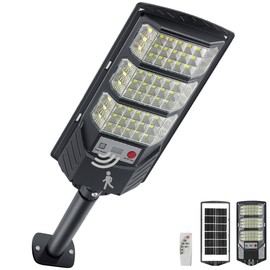 YACAISI Solar Lights Outdoor Waterproof, 8500K Solar Street Lights Outdoor, LED Dusk to Dawn Solar Flood Light with Motion Sensor and Remote Control (1PACK)