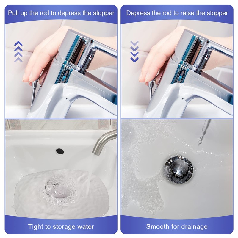 Enhon Pop up Stoppers Compatible with Moen Drain Components, Chrome