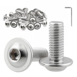 M6 Schrauben Silber, 25 Stück Flachkopfschrauben M6x16mm, Linsenkopfschrauben Edelstahl, Edelstahlschrauben ISO 7380-2 mit Innensechskantschlüsseln, Schrauben A2 V2A Vollgewinde