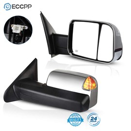 ECCPP Towing Mirrors for 2002-2008 Dodge Ram 1500 4.7L 5.7L 2003-2009 Dodge Ram 2500 3500 5.7L 6.7L Power Heated Signal Chrome Cover Side View Pair Mirrors