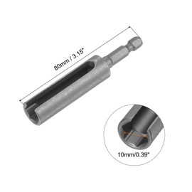 sourcing map 80mm Long 10mm Hex Nut Socket Slotted Extension Driver Bit Adapter 1/4" Hex Shank Cr- V