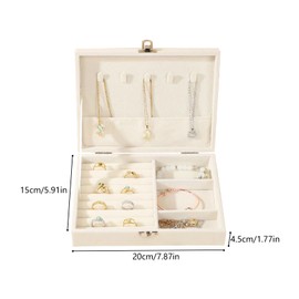 Nideen Velvet Jewellery Storage Box Ring Organiser, Small Jewellery Organiser Necklace Ring Storage Organiser Travel Jewellery Box(Beige)