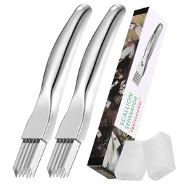2 cuchillos de seda 2024, cortador de cebolla verde de acero inoxidable, cortador multifuncional de verduras de cocina para ajo, cebolla de ajo, artefacto cortador de alimentos premium