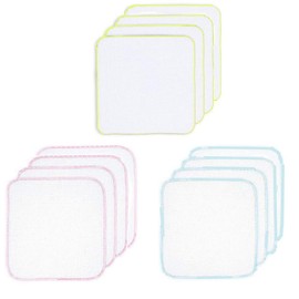 Gauze Handkerchief, Gauze Towel, Plain, Baby Bib, 4-ply Gauze Handkerchief, 100% Cotton, 9.8 x 9.8 inches (25 x 25 cm), 12 Sheets (Color 1)