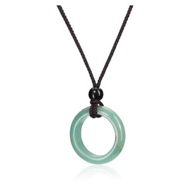 Jovivi Healing Crystal Pendant Necklace Women Natural Green Aventurine Crystals Gemstones Quartz Round Stone Cord Necklace Adjustable Jewellery Gifts Men