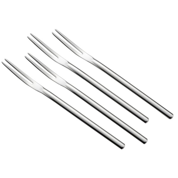 Yoshikawa 3072021 Fork, Made in Japan, 5.5 inches (14 cm), Oval Cut, Sweets Fork, Set of 4, Silver