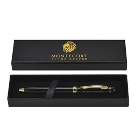 Montecort - Elegant Ballpoint Pen High Quality Ballpoint Pen Set with Case, High-Quality Pen Elegant, Luxury Ballpoint Pen, Ink Sapphire Blue, Old Money, Gift for Men, Gift for Father's Day, Office
