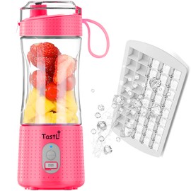 TastLi Licuadora portátil, recargable por USB, licuadora personal para batidos y batidos con bandeja de hielo (Pink Pro)