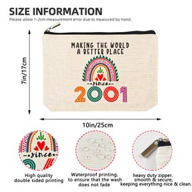 23th Birthday Gifts for Her Makeup Bags, 2001 Happy 23th Birthday Decorations for Women Her, 23 Year Old Birthday Gifts Ideas for Daughter, Sister, BFF, Female, Teenage Girls, Cosmetic Travel Pouch