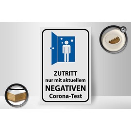 FEMER Wooden Sign Notice 20x30cm Access Negative Corona Test Decorative Sign Wooden Sign