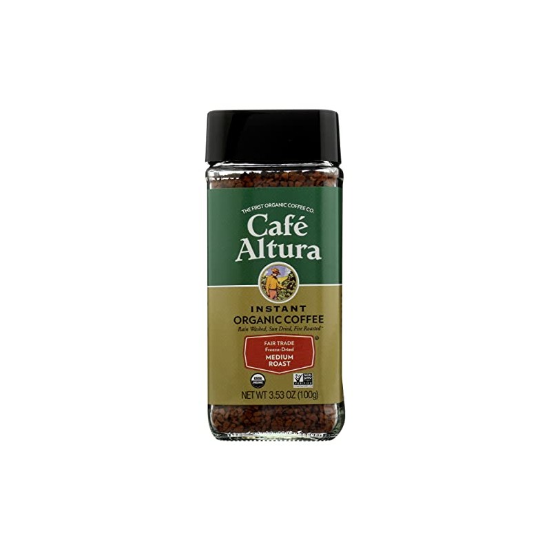 Cafe Altura Organic Medium Roast Freeze Dried Instant Coffee, Non