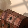 Antique Wooden Pirate Chest with Lion Rings