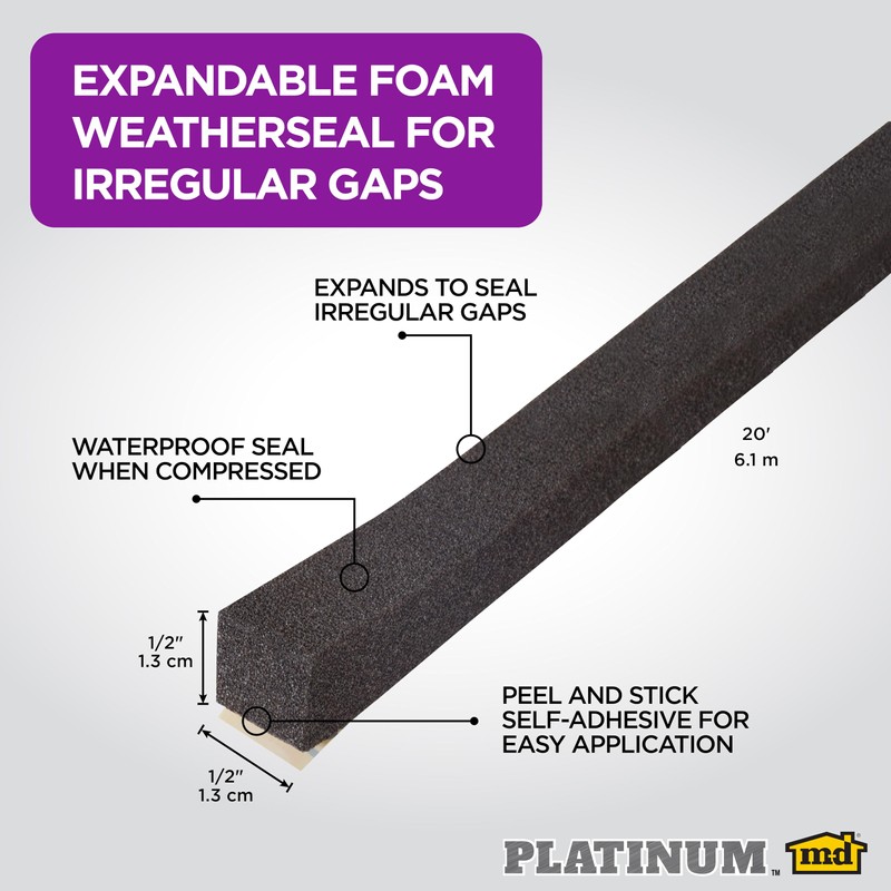 M-D Building Products 03110 1/2 in. Black Expandable Foam Platinum™