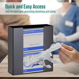 Adir Glove Holder for Wall Mount – Acrylic Glove Dispenser Station for Tissue boxes, Disposable Rubber Gloves Face Masks - Medical Glove Organizer for Hospital, Labs – (Black for 2 boxes)