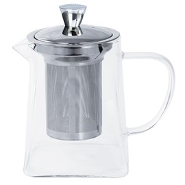 Cristel Rooïbos Collection Borosilicate Glass Tea Pot, 27 Ounces, with Stainless Steel Lid and Infuser