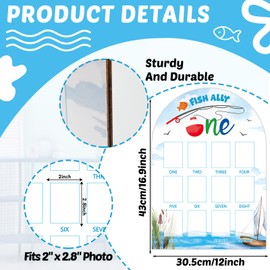 My First Year Photo Board Fish Ally One Photo Board Fishing One Year Birthday Party Decorations First Year Picture Frame 12 Monthly Milestone Wooden Board 1st Year Photo Banner for Baby Keepsake Gift