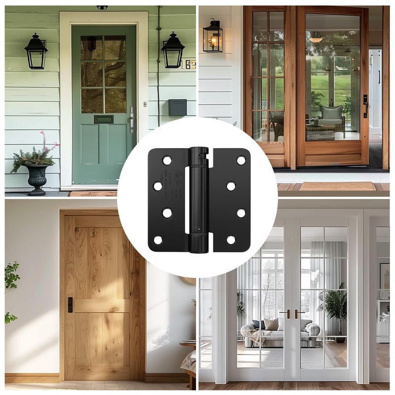 Haidms Self Closing Door Hinges 4 Inch Matte Black Spring