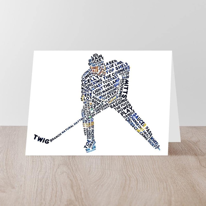 CafePress Hockey Player Typography Matte Folded Greeting Card Glossy