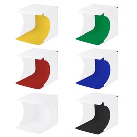20cm Include 2 LED Panels Folding Portable 1100LM Light Photo Lighting Studio Shooting Tent Box Kit with 6 Colors Backdrops (Black, White, Orange, Red, Green, Blue)