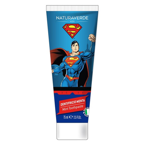 Naturaverde Kids Superman Toothpaste with Sweet Mint for Children, Children's Toothpaste with Gentle Formula, Superman Toothpaste, 75 ml